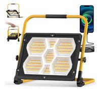 Viugreum 150W Solaire Lampe de Travail LED, Projecteur Rechargeable LED 15000LM avec port USB, 3000K/4500K/6500K Lampes de Camping, Projecteur Sans Fil IP66 pour Chantier, Pêche, Randonnée, Atelier