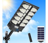Viugreum 2000W LED Réverbères Lampadaire Solaire Exterieur avec Télécommande, 6500K Spot Solar Extérieur Détecteur de Mouvement IP65 Etanche LED Réverbère Solar pour Jardin Patio Rue