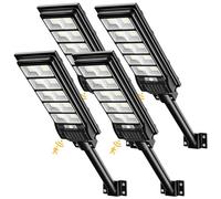 Viugreum 4 PACKS 400W Réverbères Lampadaire Solaire Exterieur avec Télécommande-6500K Spot Solaire Extérieur Détecteur de Mouvement-720 LEDs IP66 Etanche LED Réverbères Solaire pour Jardin Patio Rue