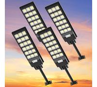 Viugreum 4 Packs 600W LED Réverbères Solaire Extérieur Avec Télécommande - IP65 Étanche 6500K Spot Détecteur de Mouvement pour Jardin, Patio, Rue