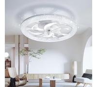 Viugreum 47CM Ventilateur Plafond Blanc avec Lumière et Telecommande, Dimmable LED Ventilateur Plafond 3000K/4500K/6500K, Réversible Mode, 6 Vitesses de Vent Réglable, 2H Minuterie, Abat-jour Blanc