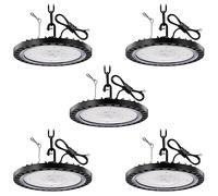 Viugreum 5 Paquets UFO LED 100W, Projecteur LED Exterieur 10000LM Blanc Froid 6500K, IP65 Étanche Eclairage Atelier, Led Industriel UFO Avec Lanyards/Corde de Sécurité pour Garage/Atelier/Parking/Gym