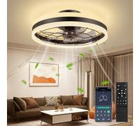 Viugreum 50CM Ventilateur de Plafond avec Lumière et Telecommande, Dimmable LED Ventilateur Plafond 3000K/4500K/6500K, Réversible Mode, 6 Vitesses de Vent Réglable, 2H Minuterie, Boîtier Noir