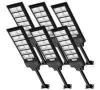 Viugreum Réverbère Solaire Exterieur 600W - 6 Packs avec Télécommande, 6500K, 1080 LEDs, Détecteur de Mouvement, IP66 Etanche pour Jardin, Patio, Rue
