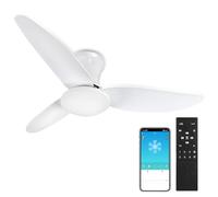 Viugreum Ventilateur de Plafond Blanc avec Lumière et Telecommande, Dimmable Ventilateur à 3 Pales LED, Vitesse du Vent à 6 Vitesses, Contrôle APP, Timing, Lustre Ventilateur Plafond pour Salon
