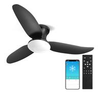 Viugreum Ventilateur de Plafond Noir avec Lumière et Telecommande, Dimmable Ventilateur à 3 Pales LED, Vitesse du Vent à 6 Vitesses, Contrôle intelligent APP, Timing, Lustre Ventilateur Plafond Salon