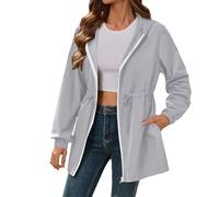 Viunychn Coupe-vent imperméable pour femme - Poncho de pluie fin - Grandes tailles - Veste d'été légère - Protection contre la pluie - Veste softshell - Veste d'extérieur élégante