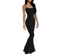 VIUTIL Robe Longue Moulante Sexy à Bretelles Spaghetti pour Femme, Noir, Taille S