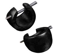 Viva-Adorno 1 Paire Petit Boucles D'Oreilles en Bois Dames Boucles D'Oreilles Créoles Corne Épinglette Diverses Couleurs CC163 - Noir