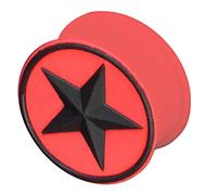 viva-adorno 1 Pièce Flesh Plug Tunnel Piercing d'oreille Silicone Flexible Étoile Taille 4-26mm Z156 - Rouge/Noir