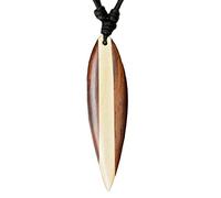 viva-adorno Chaîne/Collier Plaque de Surf Pendentif en Bois Coton Surfeur Chaîne Longueur Réglable Divers Designs au Choix HK30-4 Beige/Brun Foncé