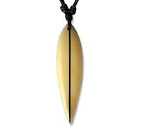 viva-adorno Chaîne/Collier Plaque de Surf Pendentif en Bois Coton Surfeur Chaîne Longueur Réglable Divers Designs au Choix HK30-11 Beige