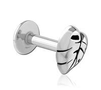 viva-adorno Piercing labret, lèvres, tragus, hélix, cartilage, oreille, tige filetée intérieure, cœur, feuille de Monstera Z589