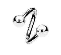 viva-adorno Piercing Lèvres Acier Chirurgical Labret Spiral Twister Double Boule Différentes Couleurs et Tailles Z400 - Argent / 1,2 x 10 x 4mm
