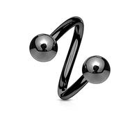 viva-adorno Piercing Lèvres Acier Chirurgical Labret Spiral Twister Double Boule Différentes Couleurs et Tailles Z400 - Noir / 1,2 x 10 x 4mm