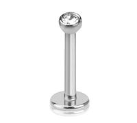 viva-adorno Piercing pour lèvres, tragus, labret, 1,2 x 6 mm, zircones, acier inoxydable, filetage intérieur Z188, Acier inoxydable
