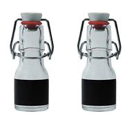 Viva Budget de Marchandises - 2 x bouteille en verre vides 50 ml avec bouchon mécanique en porcelaine à remplir, avec 2 étiquettes d'