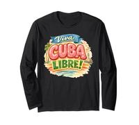 Viva Cuba Libre Design Rétro Typographie Cubaine Vintage Manche Longue