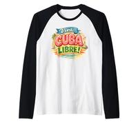 Viva Cuba Libre Design Rétro Typographie Cubaine Vintage Manche Raglan