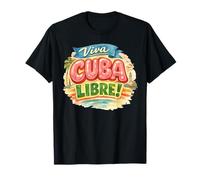 Viva Cuba Libre Design Rétro Typographie Cubaine Vintage T-Shirt