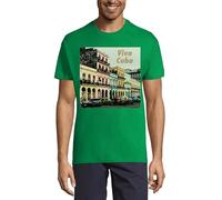 Viva Cuba Vintage Photo Art Crew Neck Cotton T-Shirt Homme Kelly Green, vert kelly, L