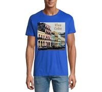 Viva Cuba Vintage Photo Art Crew Neck Cotton T-Shirt Homme Royal Bleu, bleu marine, XL