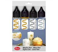 Viva Decor Candle Lot de 4 crayons de cire pour bougies (4 x 28 ml) pour peindre des bougies, stylos à bougies, couleurs de cire pour bougies, fabriqués en Allemagne
