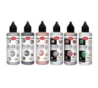 Viva Decor® Kit de peinture Blob Paint Silver Moon (6 x 90 ml) - Peinture prête à l'emploi - Pour peinture blob ou point - Outil de pointage pour toile, mandala et autres - Fabriqué en Allemagne.