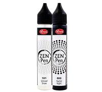 Viva Decor Kit Zen Pen (Yin et Yang, 2x28ml) Stylo à perle 3D - Stylos à perles pour créer des points de couleur en 3D, bois, toile sur chassis ect… Pointillisme Dot Painting Art