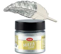 Viva Decor Maya Gold (Argent,45ml) Couleur métallique - peinture brillante pour activité créative - peinture acrylique pour bois, carton, béton, papier, toile sur chassis ect…