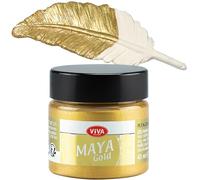 Viva Decor® Maya Gold (or jaune 45 ml) Couleurs métalliques brillantes pour le bricolage Peintures acryliques dorées métalliques pour bois carton béton papier toile etc. Fabriqué en Allemagne