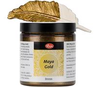 Viva Decor Maya Gold Peinture acrylique métallisée pour œuvres créatives sur bois, verre et porcelaine. Résistant aux chocs, aux taches et aux intempéries pour des effets métalliques brillants 250 ml