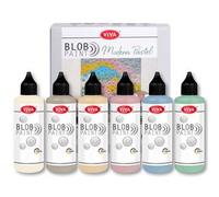 Viva Decor® Blob Paint Lot de 6 peintures modernes pastel (6 x 90 ml) pour peinture à base de blob / de dot, outil de pointage pour toile, mandala, etc. - Fabriqué en Allemagne