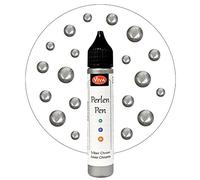 Viva Decor Perlen Pen (Chrome argent, 28ml) - Stylo à perles 3D - marqueur textile pour peindre des T Shirt ou des textiles - peinture décorative - stylo à perles 3D - Fabriqué en Allemagne