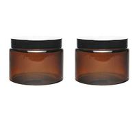 Viva Haushaltswaren # 39533 # 2 Pots en Verre 500 ML/Baume tiegel/crème tiegel/Bocaux en Verre Marron avec étiquette étiquettes, Marron, 11 x 11 x 8,5 cm