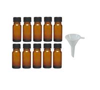Viva Haushaltswaren Lot de 10 Flacon Compte-Goutte 10 ML/Pharmacien Bouteilles avec Compte-Gouttes Marron dans Verre, + Entonnoir