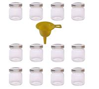 Viva Haushaltswaren Lot de 12 Mini bocaux à Confiture avec couvercles vissables et Entonnoir Argenté 53 ML