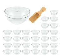 Viva Haushaltswaren Lot de 30 Mini Plats en Verre - Ingrédients de Cuisine, épices, sauces Tapas/Bol Ø 7,5 cm avec Mini cuillère en Bois