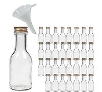 Viva Haushaltswaren Lot de 32 Petites Bouteilles en Verre vides avec Bouchon vissé 100 ML + Entonnoir Blanc Ø 5 cm