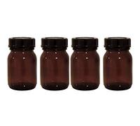 Viva-Haushaltswaren Lot de 4 bocaux d'apothicaire marron 75 ml avec bouchon à vis et étiquettes fabriqués en Allemagne Marron