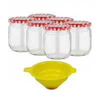 Viva Haushaltswaren Lot de 6 Pots de Confiture (425 ML/Bocaux avec Fermeture à vis, avec Entonnoir de)