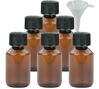 Viva Haushaltswaren Lot de 6 x Marron Laboratoire Flacon 100 ml en plastique (Pet), Pharmacien, veral Bouteille avec entonnoir