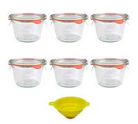 Viva Haushaltswaren U5134528 Lot de 6 bocaux à Bord Arrondi 250 ML avec Pinces, Anneaux et Entonnoir Jaune avec système de Blocage