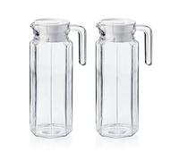Viva Haushaltswaren Versandfuxx24 Lot de 2 carafes en Verre 1 l avec Couvercle en Plastique Blanc