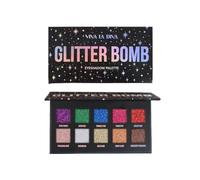VIVA LA DIVA Glitter Bomb - nouveau packaging - palette de fards à paupières avec 10 teintes intenses de paillettes - design glamour nocturne - usage yeux, visage et corps - vegan et cruelty-free