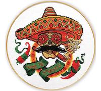 Viva la Mexico - Kit de broderie au point de croix compté pour adultes - Kit de broderie avec fil pré-trié, toile Aida vierge 14 points, motif papier