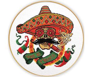 Viva la Mexico - Kit de broderie au point de croix compté pour adultes - Kit de broderie avec fil pré-trié, toile Aida vierge 14 points, motif papier