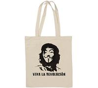 Viva La Revolucion Guy Anonymous Mask Graphic Sac fourre-tout en coton naturel Blanc