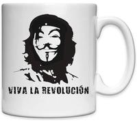 Viva La Revolucion Mug en céramique blanc avec masque anonyme