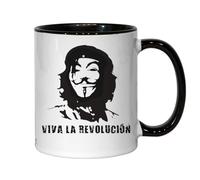 Viva La Revolucion Mug en céramique Motif masque anonyme Noir